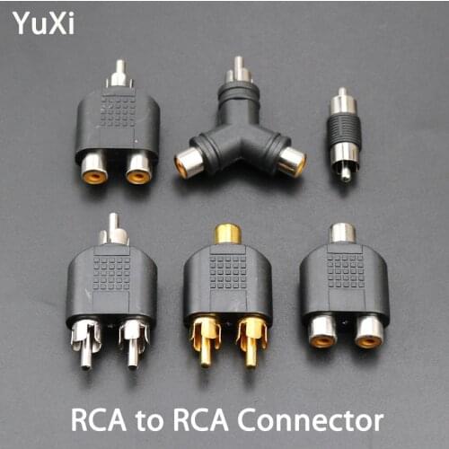 YuXi RCA to Dual RCA male female to female Coupler Audio Connector Converter Adapter Plug video AV cable for CCTV camera