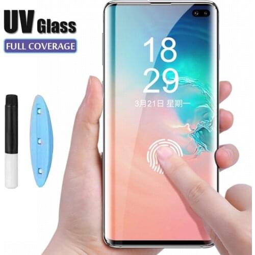 UV Glue Glass for Samsung S10e S10 Plus S9 S8 Glass Screen Protector on Samsung Galaxy S10 for Samsung Note 8 9 Protective Glass