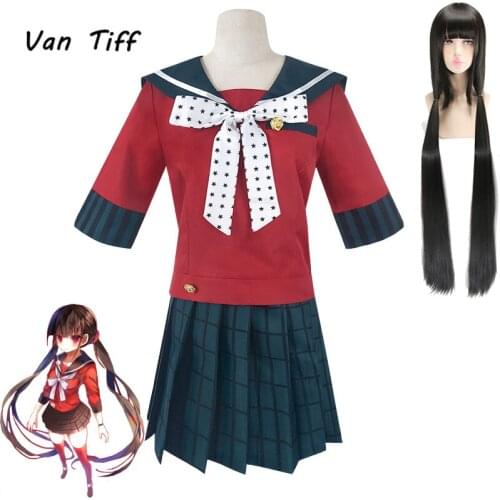 Anime Danganronpa V3 Killing Harmony Cosplay Costume Girls School Uniform Dangan Ronpa Maki Harukawa Wig Top Skirt Women