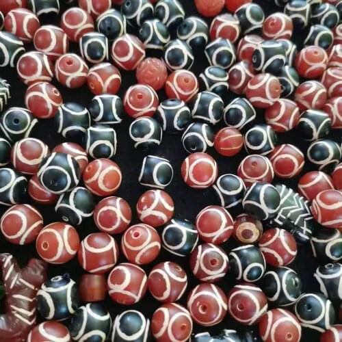 1pcs/lots high quality West Asia inlaid red black chalcedony bead three eyes dzi Bulk accessories make earring bracele Precious