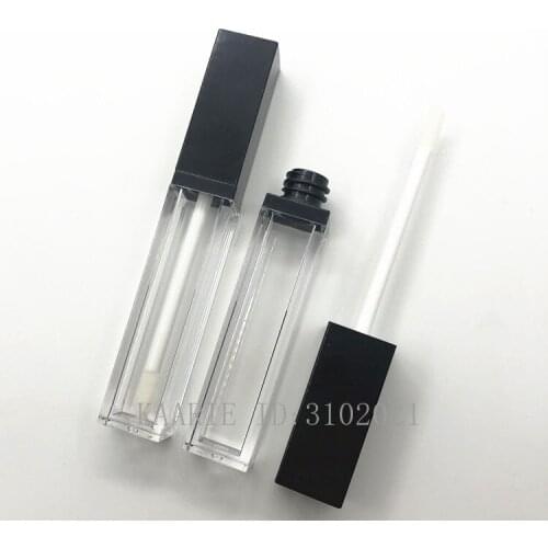 10/20pcs 8ml Square Black Lip Gloss Bottle,Empty Plastic Cosmetic Oil Refillable Tube, Liquid Lipstick Storage Bottle Wholesale
