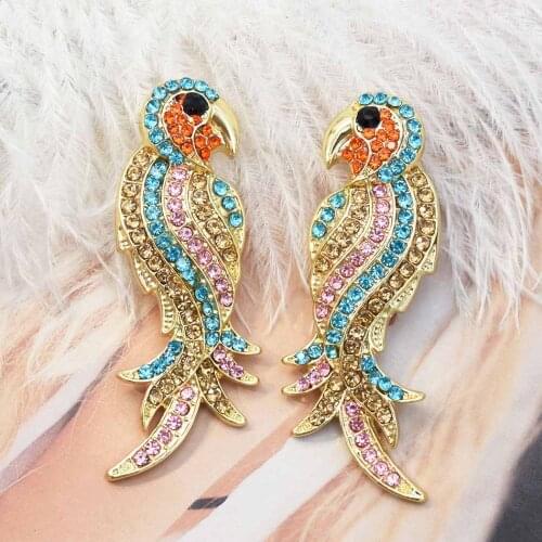 2019 new design good quality fashion women statement full crystal parrot bird drop earrings for women wholesale