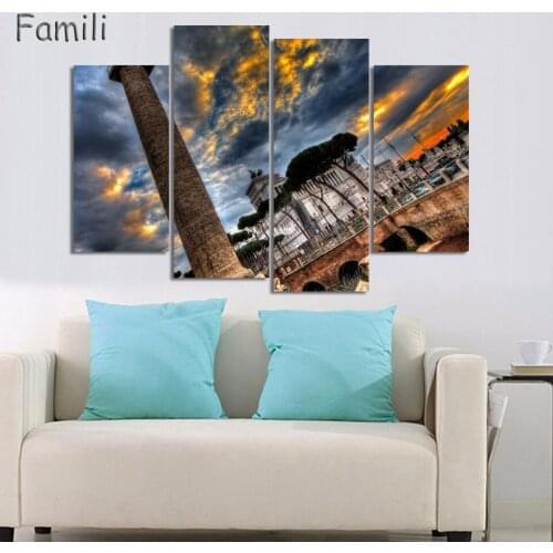 4 Pcs Landscape Venice City Canvas Paintings Print On Canvas Classic Buildings Scenery Wall Art For Living Room(Unframed)