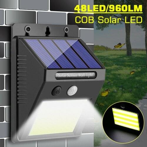 48 COB LED Solar Light Outdoor Solar Lamp PIR Motion Sensor Solar Powered Sunlight Street Light for Garden Decoration