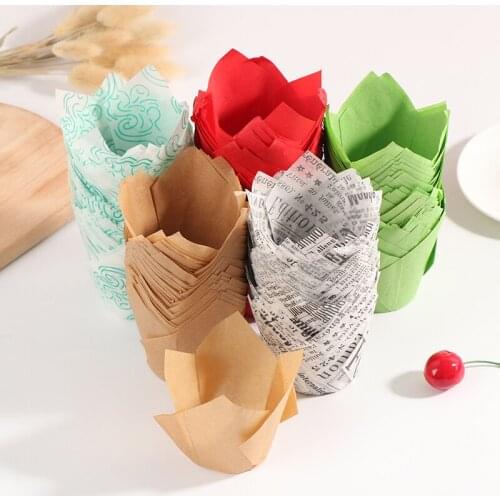 50pcs Tulip Flower Cupcake Liner Baking Cup Caissettes Muffin Cupcake Paper Cup