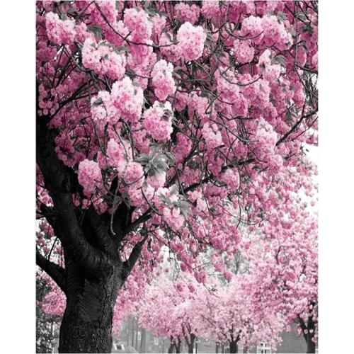 Full Square/Round Drill 5D DIY Diamond Painting "Pink Flower Tree" 3D Embroidery Cross Stitch Rhinestone Home Decor Gift XN211