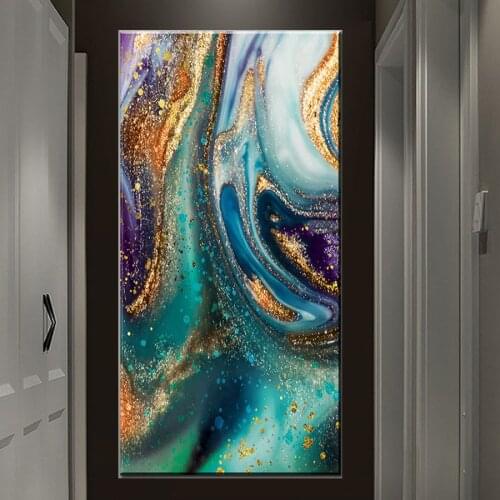 5D DIY Diamond Painting Fantasy Abstract Green Golden Sand Full Square Round Diamond Embroidery Wall Art Large Decor