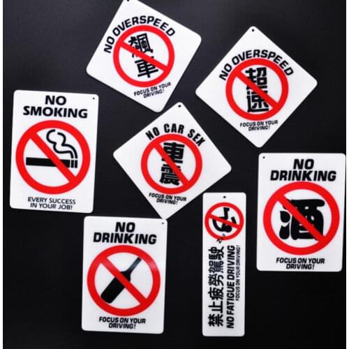Car Pendant Acrylic NO SMOKING Warning Sign Creative Fashion Auto Interior Rearview Mirror JDM Decoration Ornament Accessories