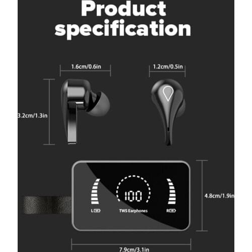 K1KF Wireless Headphones 3500mAh Charging Box Sports Waterproof Bluetooth-compatible Wireless Earphones with Microphone