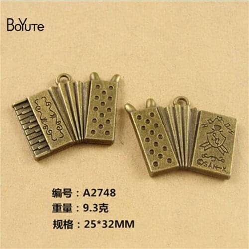 BoYuTe (30 Pieces/Lot) 25*32MM Antique Bronze Plated Music Accordion Alloy Charms Pendants Diy Jewelry Findings Accessories