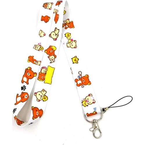 Cute Cartoon Bear Neck Strap Keychain Lanyard For Keys ID Badge Holder Keyring Hang Rope Webbing Ribbon Mobile Phone Accessories