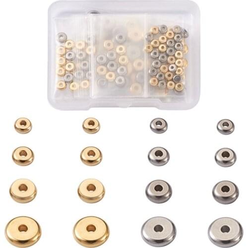 120pcs/box 4-8mm 304 Stainless Steel Spacer Beads Loose Beads Flat Round for Jewelry Making DIY Bracelet Necklace