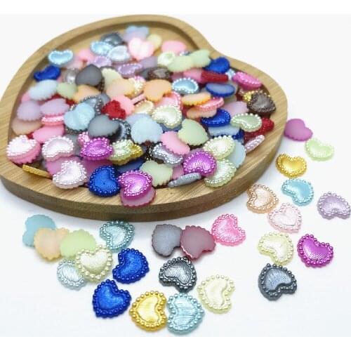 200pcs/lot 10mm Half Pearl Heart Shape Beads Flatback For Scrapbook Wedding Decoration DIY Craft