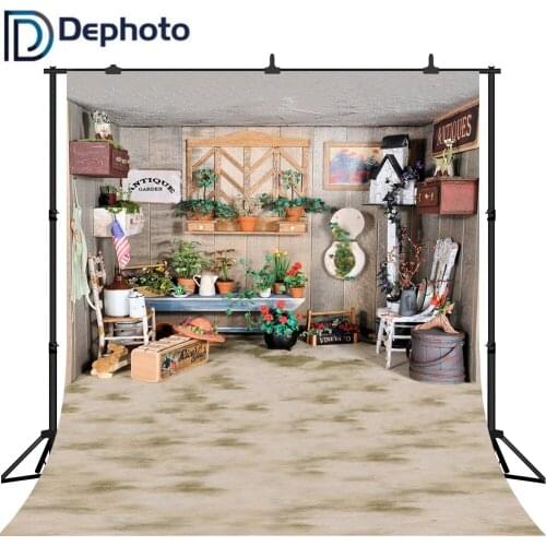 DePhoto Photography Backdrop Spring Antique Garden Flower Shelf Balloon Background Photo Studio Photocall Photophone Shoot Prop