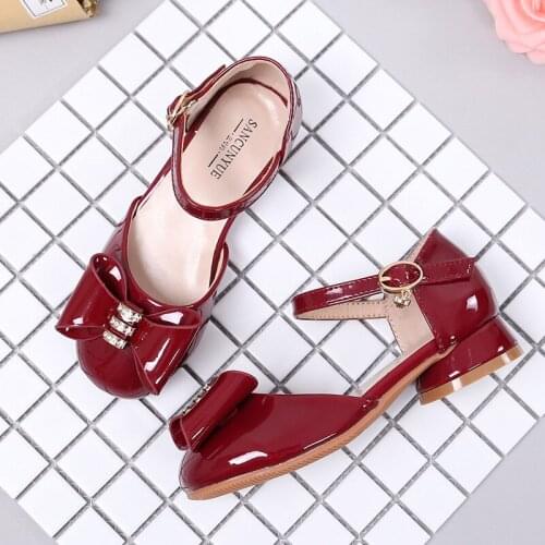 Shoes Kids2020 Autumn New Girls' Leather Shoes Fashion Buckle Bow Baotou Princess Shoes Factory Direct Sales