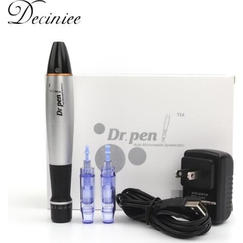 Electric Micro Needling Pen Skin Tightening Reduce Wrinkles Device Scar Marks Removal Electric Dr Pen with 2pc 12pin Cartridge