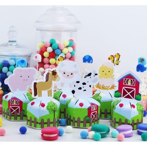 Farm Animal Favor Box Candy Box Gift Box Cupcake Box Boy Kids Birthday Party Supplies Decoration Event Party Supplies