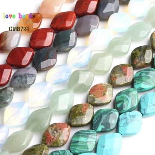 10x13mm Natural Faceted Stone Rhombus Beads for Jewelry Making DIY Bracelet 16pcs Beads