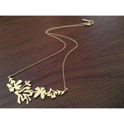 Dainty Gold Floral Golden Hibiscus Flower Gold Pendant, Gold Necklace, Gold Pendant, Bridal Jewelry