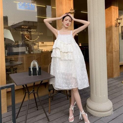 Sweet And Cute Kawaii Embroidery Heavy Spaghetti Strap Dress Womens SequinTube Top Fairy Dress