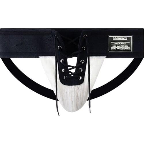 Fashion Mens Sexy Thong Bandage Jockstrap Open Backless G-strings Hollow Out Short Male Panties Breathable Underpants