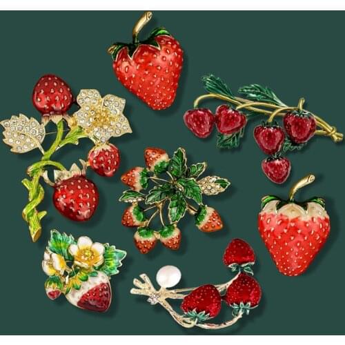 Fashion Fruit Strawberry Pearl Sweet Cute Flower Women Girls Brooch Pins Badge On Coat Hat Bag Clothes Jewelry Accessories