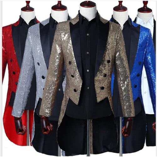 Medeival Man Tuxedo Retro Magician Cosplay Costume Sequins Party performing outfit Men suit Masquerade costume