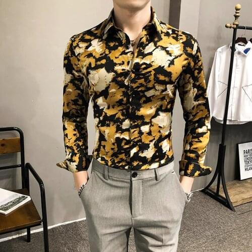Fall 2020 New Mens Shirt Fashion Dress Deluxe Printed Shirt is suitable for all mens long-sleeved casual shirts