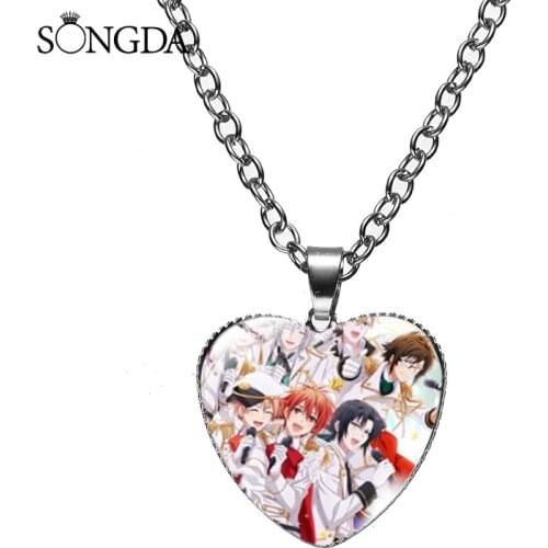 Japanese Anime IDOLISH7 Boys Girls Necklace Cartoons Cosplay Ikki Kradness Necklace Heart Pendant Choker Jewelry For Fans Women