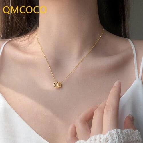2021 New 925 Silver Fashion Three Circle Of Zircon Pendant Necklace Feminine Collarbone Chain INS Style Simple Trend Jewelry