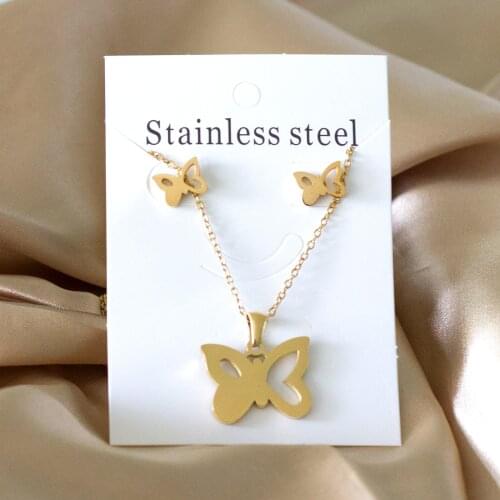 LUXUKISSKIDS Luxury Necklace Jewelry Set Trendy Gold butterfly Jewelry Necklace Earrings Dubai African Jewelry Sets