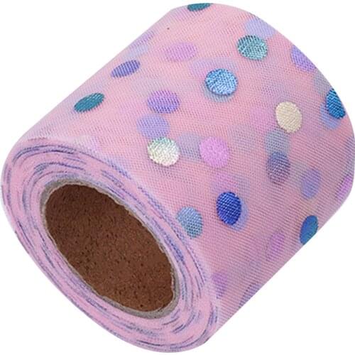 Glitter Tulle Roll 6/10cm Mesh Ribbon Spool Roll with Sparkling Dots 25 Yards Long for Gift Packing DIY Craft LBShipping