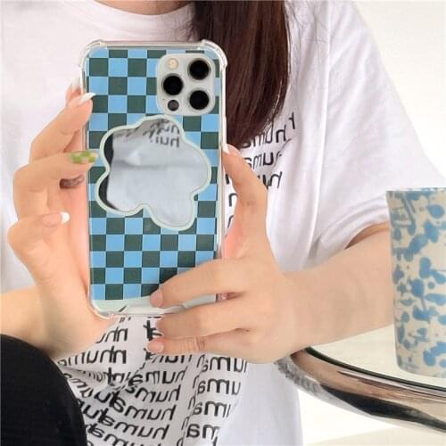 Checkerboard Checkered Chess Board Case for IPhone 12 11 Pro Max Xs X Xr 7 8 Plus Se 2020 Soft TPU Capa Mirror Phone Cover Bag