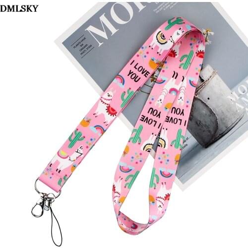 DMLSKY Alpaca Cactus Lanyard Keychain Lanyards for keys Badge ID Mobile Phone Rope Neck Straps Accessories Gifts M4428