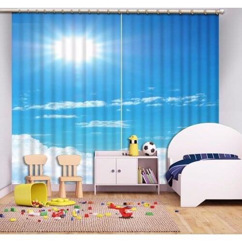 Blue sky white clouds Curtains For Living Room Sheer Curtains Children Bedroom Curtain Thick Polyester/Cotton Window Treatments