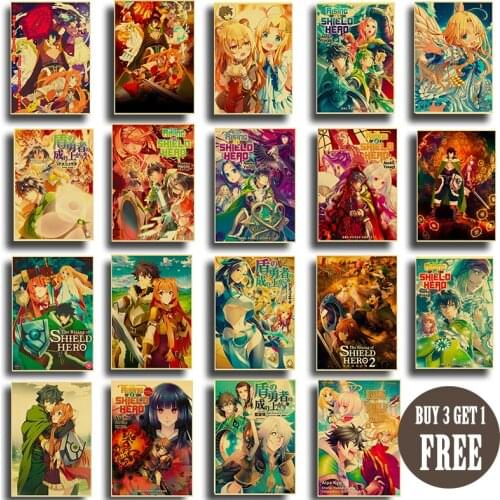 Vintage Anime Poster The Rising Of The Shield Hero Retro Posters Wall Stickers Kraft Paper Prints Home Bar Decoration Painting