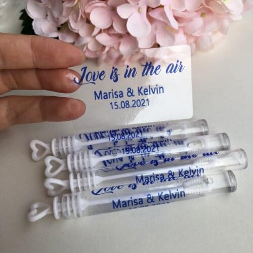 Royal blue wedding party decorations Personalized Wedding Bubble Wand Label Guest Favor Bubbles Clear Stickers