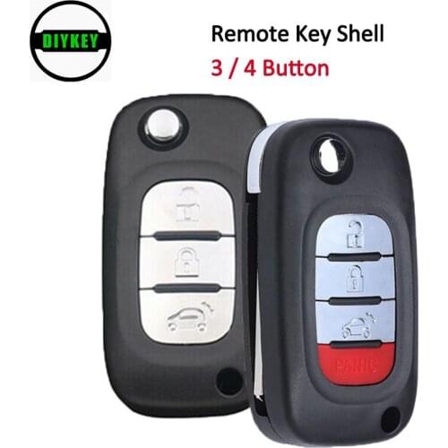 DIYKEY Replacement 3 / 4 Button Flip Remote Key Shell Case with Uncut Blade for Smart Fortwo 453 Forfour 2015 2016 2017