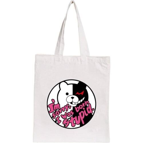 Anime pattern fashion canvas ladies tote bag casual large-capacity shopping bag Harajuku style trendy shoulder bag