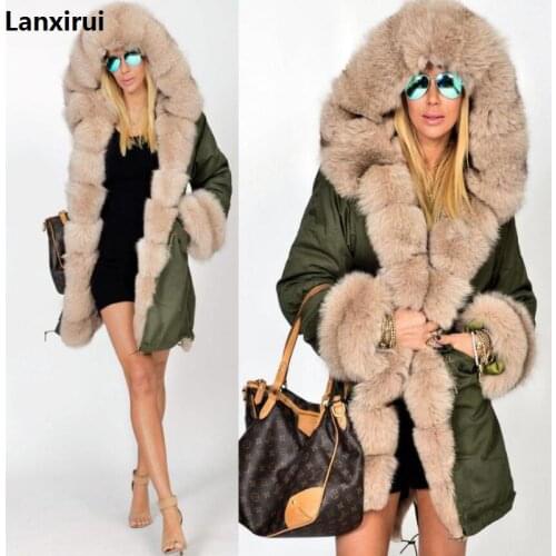 Plus Size S-5XL Winter Jacket Coat New Fashion Women Hooded Overcoat Faux Fur Cotton Fleece Female Parkas Hoodies Long Coat