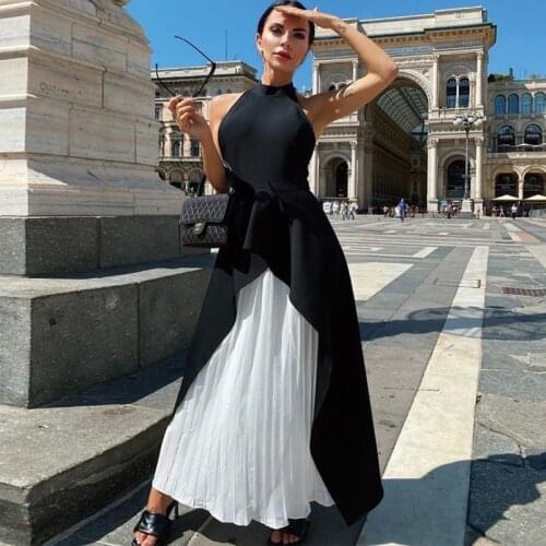 Sexy Patchwork Double Layer Halter Wedding Elegant Dresses 2021 A-Line Sleeveless Lace Backless Sweep Train Chiffon Bridal Gown