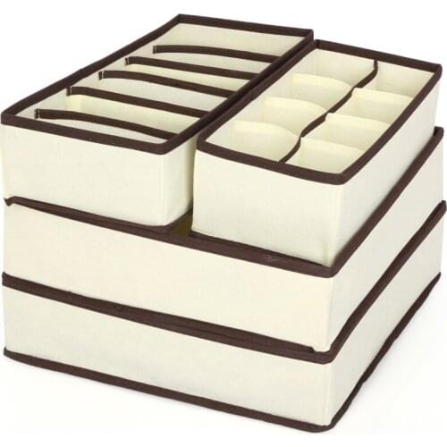 1 Pcs Set Underwear Bra Organizer Storage Box Beige Drawer Closet Organizers Boxes For Underwear Scarfs Socks Bra