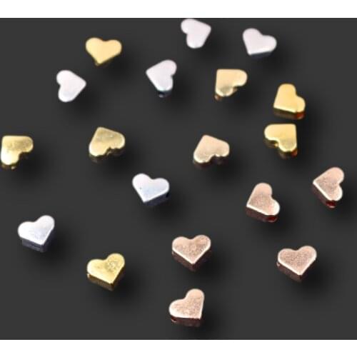 50pcs Antique Silver Color 2mm Beads Charm Heart Pendant Necklace Bracelet DIY Handmade Jewelry Accessories 6*7mm A300
