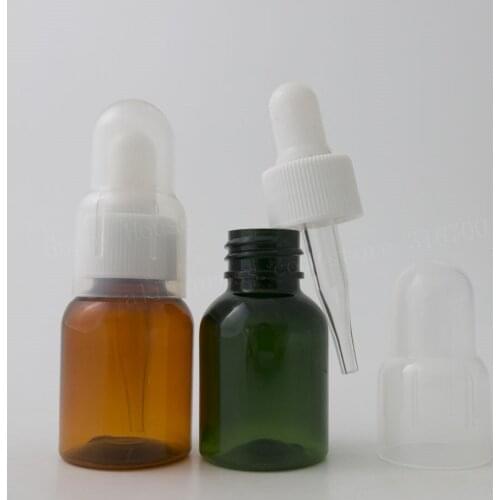 100pcs/lot 25ml Amber Green Plastic PET Dropper Bottles for Essential Oil Use 25cc Cosmetic Dropper Vials