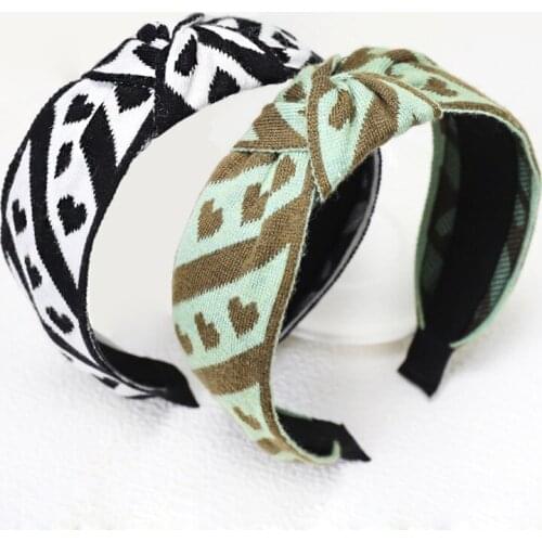12pcs Multicolor Ladies New Boutique Headband Top Knot Hair Ornaments High Quality Heart Knitted Hairbands for Girls