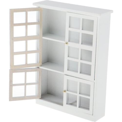 12th Dollhouse Miniatures Furniture Wooden White Bookcase Sideboard Ornaments