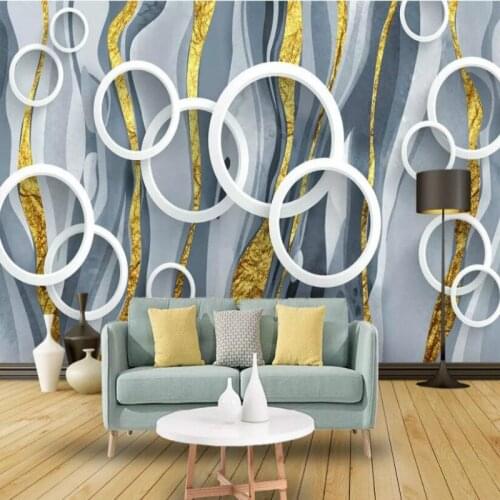Customization 3D Wallpaper for Walls Minimalistic Abstract Golden Curve Circle Background Wall Painting Mural Wallpaper