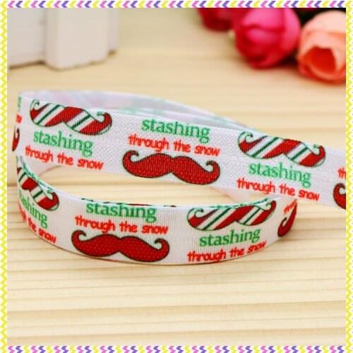 5/8'' Free shipping Fold Elastic FOE mustache printed headband headwear hairband diy decoration wholesale OEM P4641
