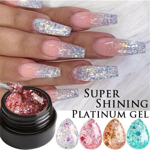 5/8ML Mixed Nail Polish UV Gel Fashion Glitter Platinum Nail Polish Painting Phototherapy Glue Nail Art Retouching Makeup Tools