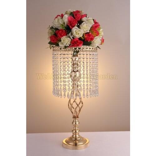 58cm Tall Crystal Centerpiece Gold Wedding Flower Stand Wedding Decoration